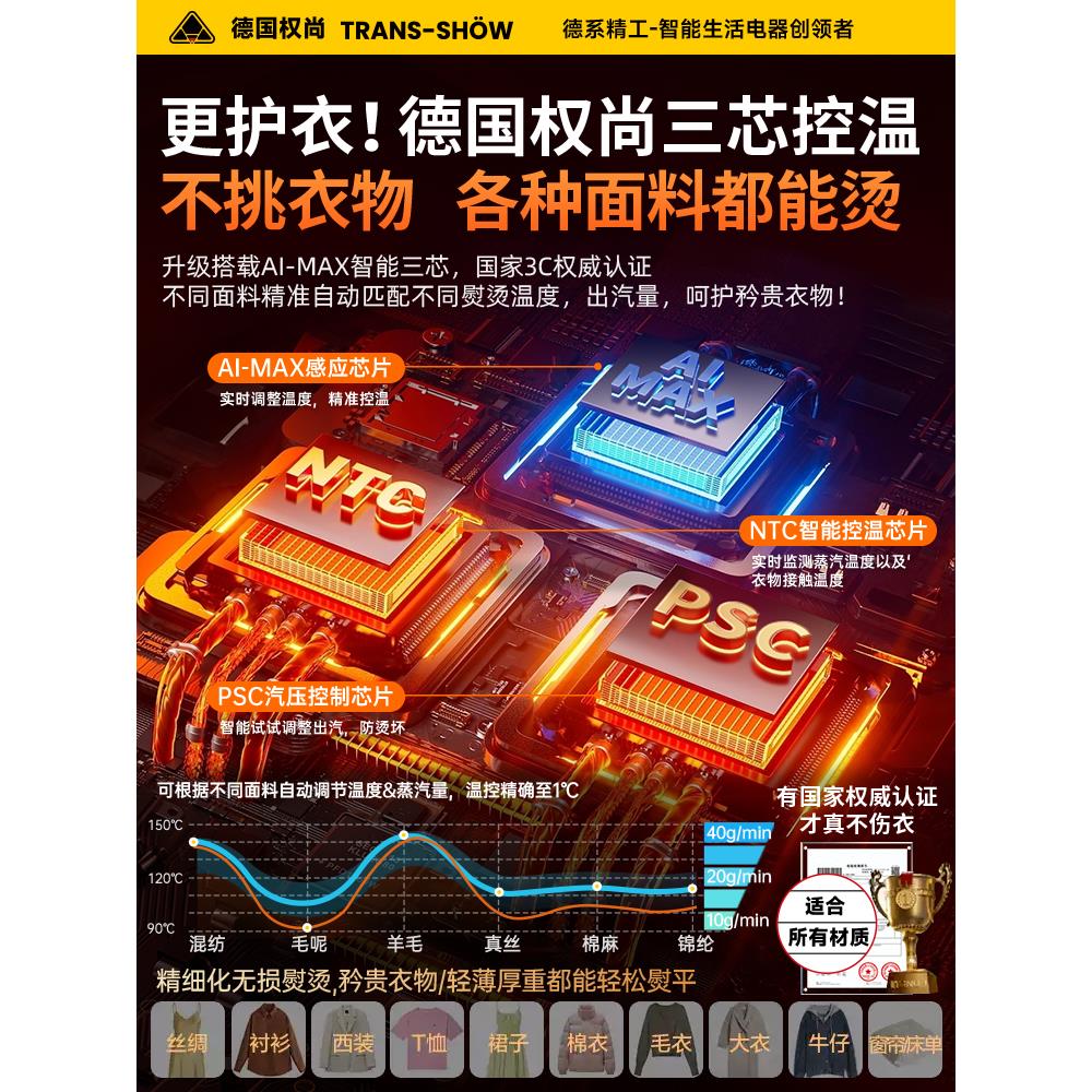 【德国权尚】手持挂烫机家用小型蒸汽熨斗便携式熨烫宿舍衣服电小 - 图2