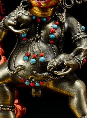 白铜精雕《黑财神》鎏金彩绘《五色J财神》五姓桌面铜像摆件