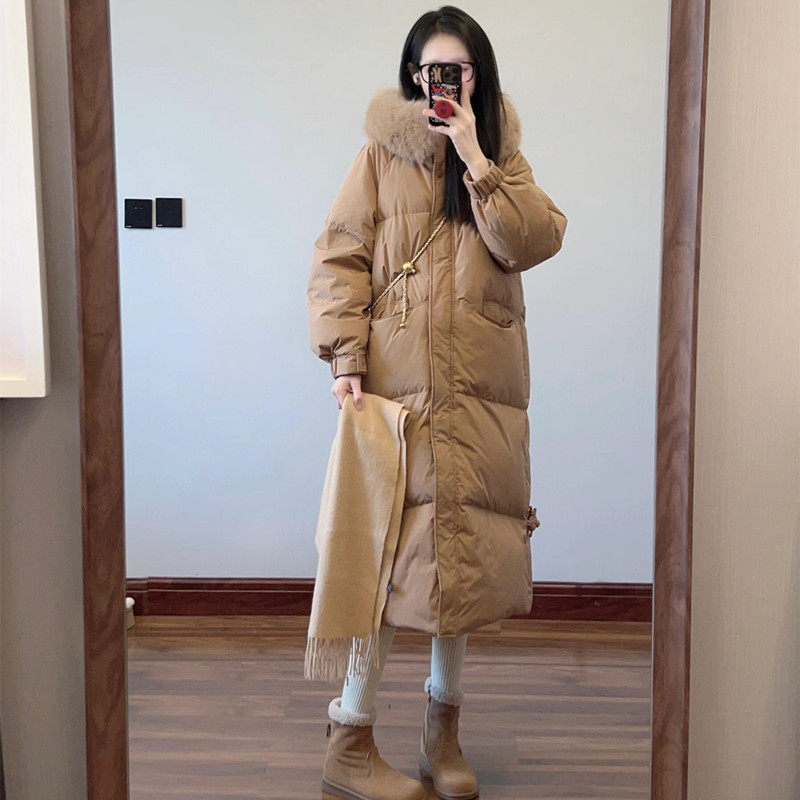 韩国高级感大毛领连帽羽绒棉服女2025冬季新款长款过膝加厚面包服,淘宝优惠券,粉丝福利购,淘宝优惠卷