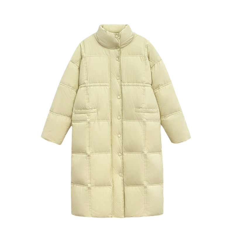 女神保命穿搭中长款立领羽绒服女冬2025年新款韩版宽松白鸭绒外套 - 图0