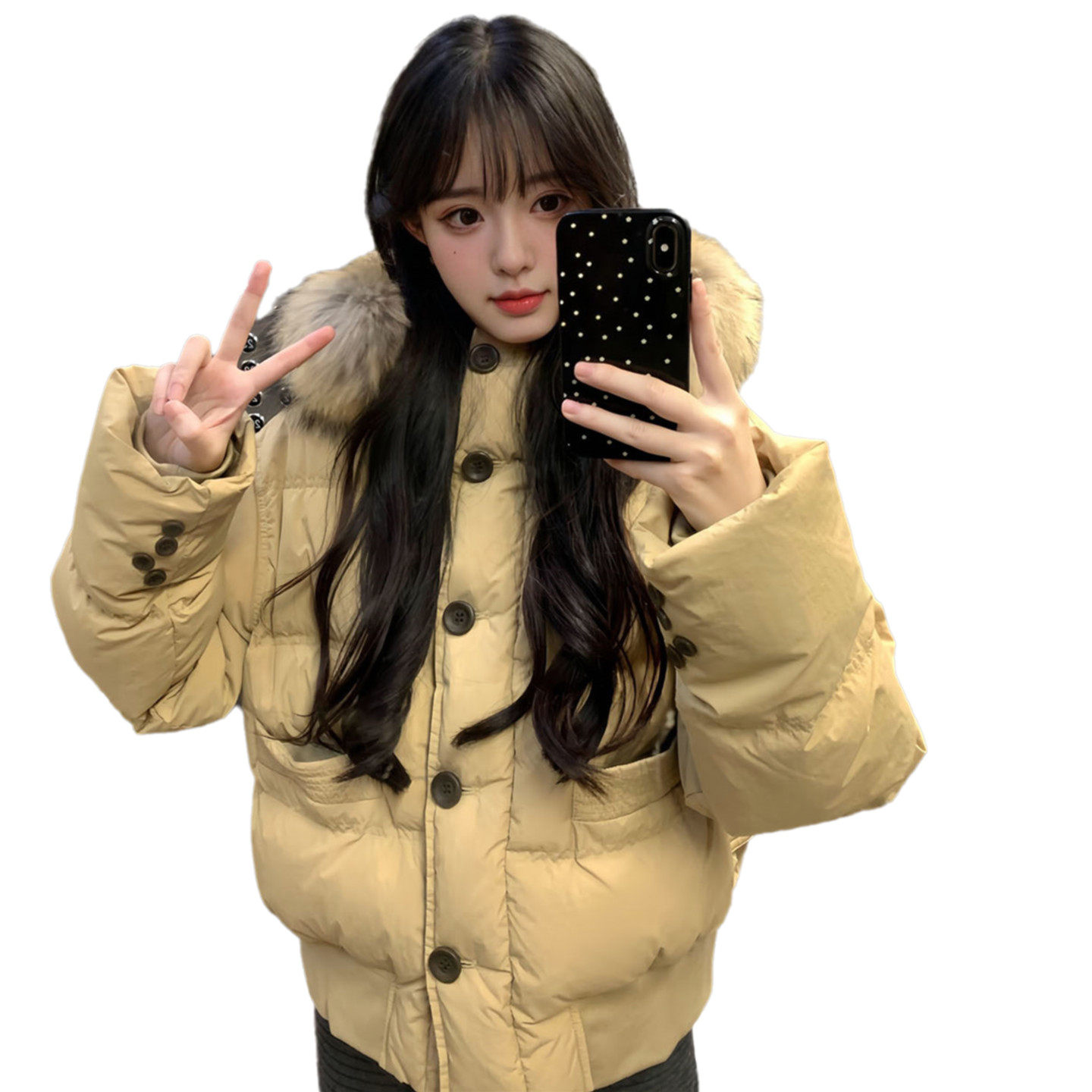 韩国高级感大毛领连帽短款羽绒棉袄女冬2025巨好看超火小个子棉服,淘宝优惠券,粉丝福利购,淘宝优惠卷