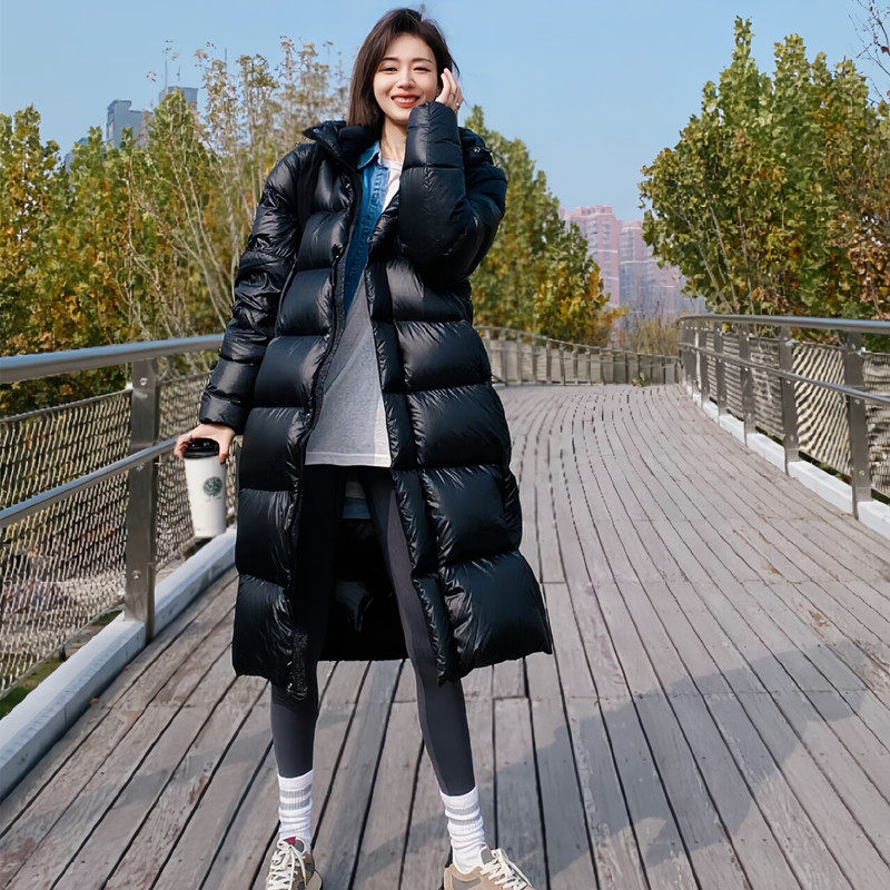 亮面长款黑色羽绒棉袄棉服女加厚2025年冬季新款修身保暖洋气棉衣,淘宝优惠券,粉丝福利购,淘宝优惠卷