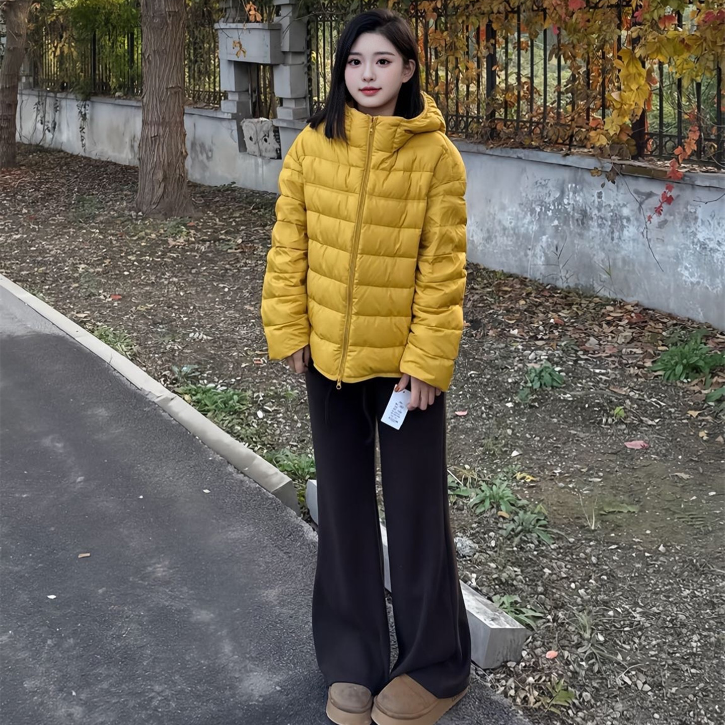 90白鸭绒泡芙排骨羽绒服女冬2025新款超好看韩版短款连帽保暖外套 - 图2