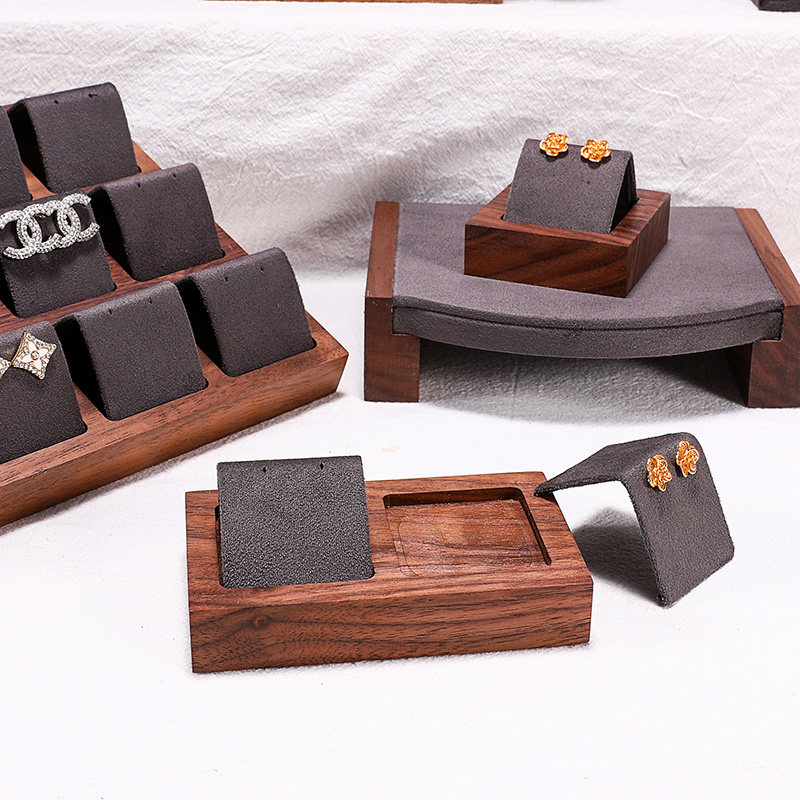 黑胡桃木耳钉座实木简约耳环展示架珠宝饰品收纳陈列盘耳饰架底座,淘宝优惠券,粉丝福利购,淘宝优惠卷
