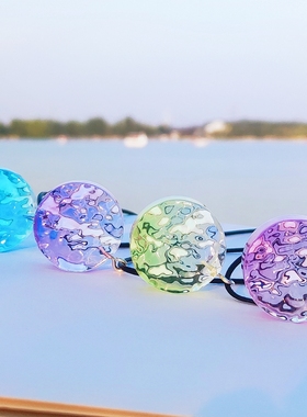 鹊踏枝手作树脂编绳情侣波纹项链