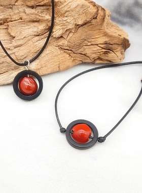 原创相思红豆吊坠紫光檀手作项链