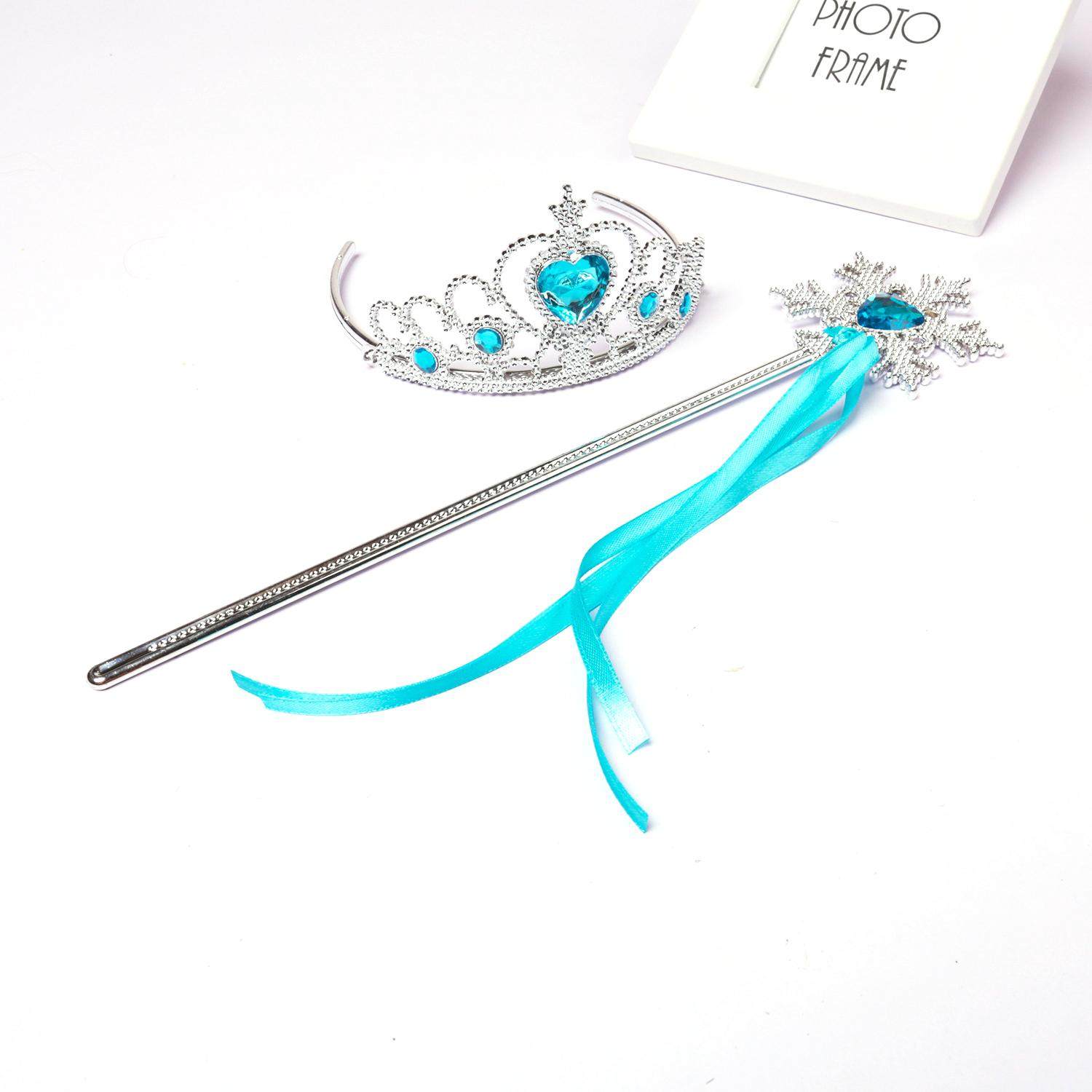 冰雪奇缘爱莎公主发光权杖围脖皇冠魔法棒小女孩发饰重工宝石皇冠 - 图2