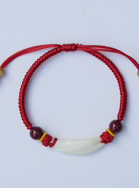 婴儿宝宝狗牙桃木朱砂手链手串