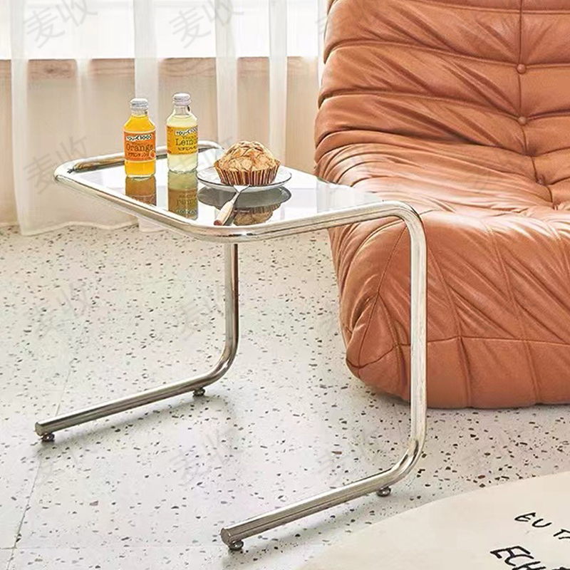 北欧小户型沙发边玻璃边几中古简约卧室床头边柜迷你网红客厅角几 - 图1