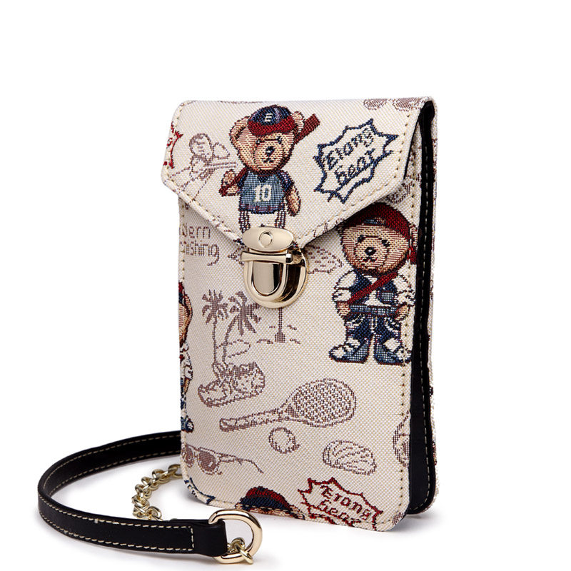 小熊依恋手机包女斜挎2020单肩包 pjev手机包