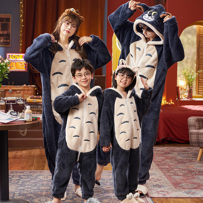 亲子全家三口四口装冬季连体睡衣 冉影睡衣/家居服套装