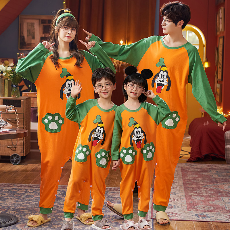 皮卡丘亲子母女纯棉连体衣长袖睡衣 冉影睡衣/家居服套装