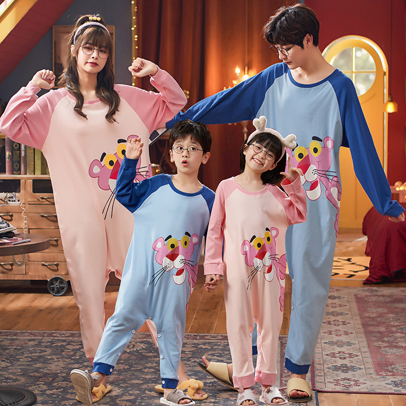 皮卡丘亲子母女纯棉连体衣长袖睡衣 冉影睡衣/家居服套装