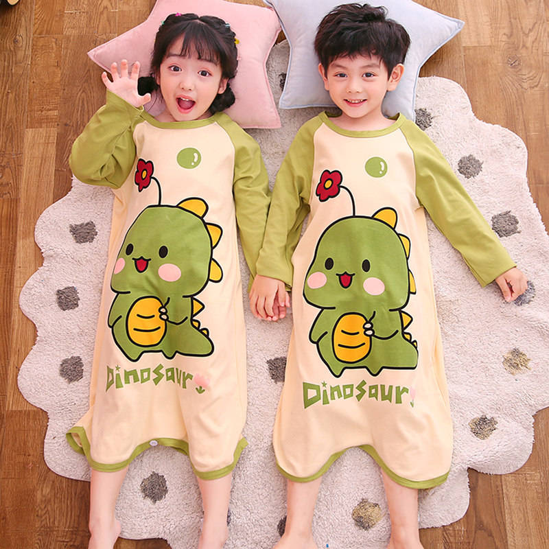 春季连体纯棉小女孩男小学生睡衣 冉影睡衣/家居服套装