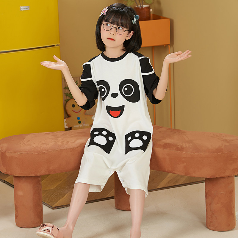 儿童连体女童夏季莫代尔短袖空调服 冉影睡衣/家居服套装