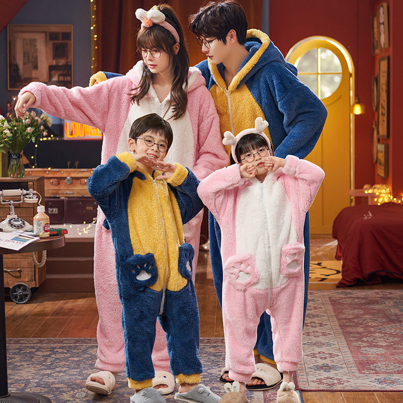 亲子全家三口四口装冬季连体睡衣 冉影睡衣/家居服套装
