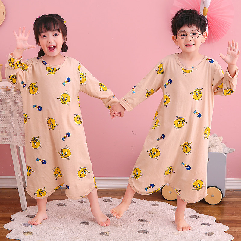 连体春秋季小学生长袖防踢被睡衣 冉影睡衣/家居服套装