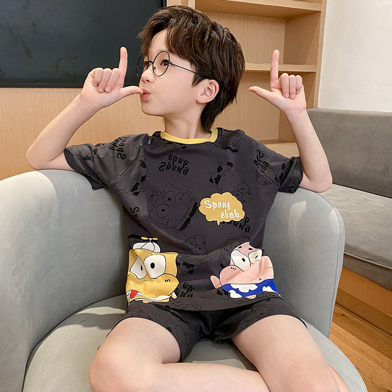儿童男孩夏天纯棉短袖中小童睡衣 冉影睡衣/家居服套装
