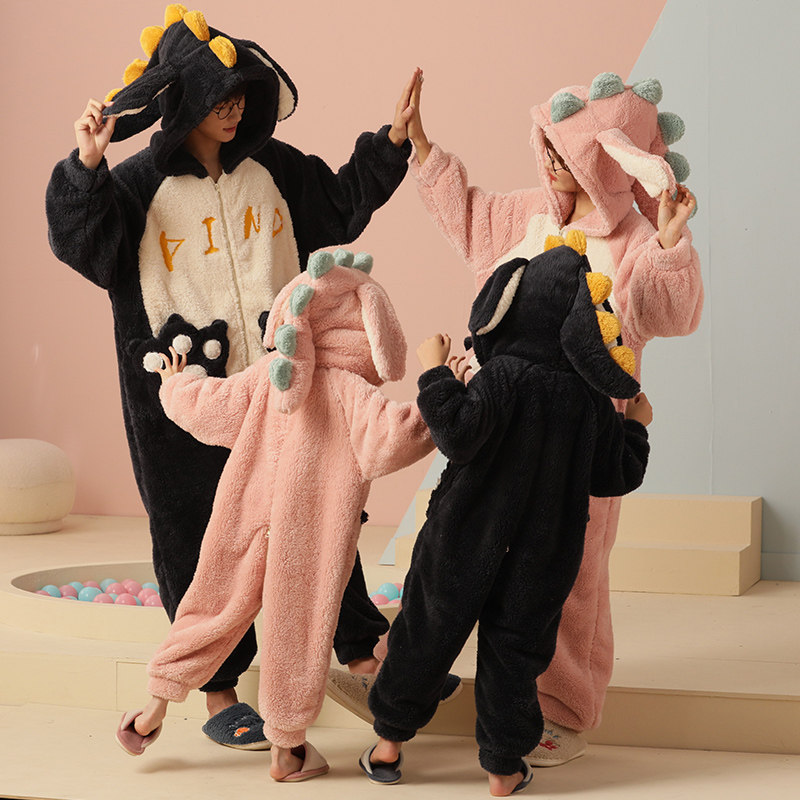 亲子全家三口四口装冬季连体睡衣 冉影睡衣/家居服套装