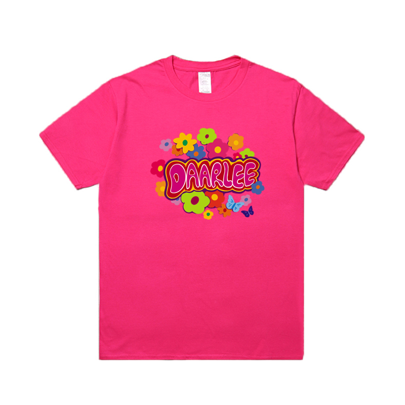 darlee流行新款夏季宽松涂鸦印花圆领纯棉短袖时尚简单百搭上衣_虎窝淘