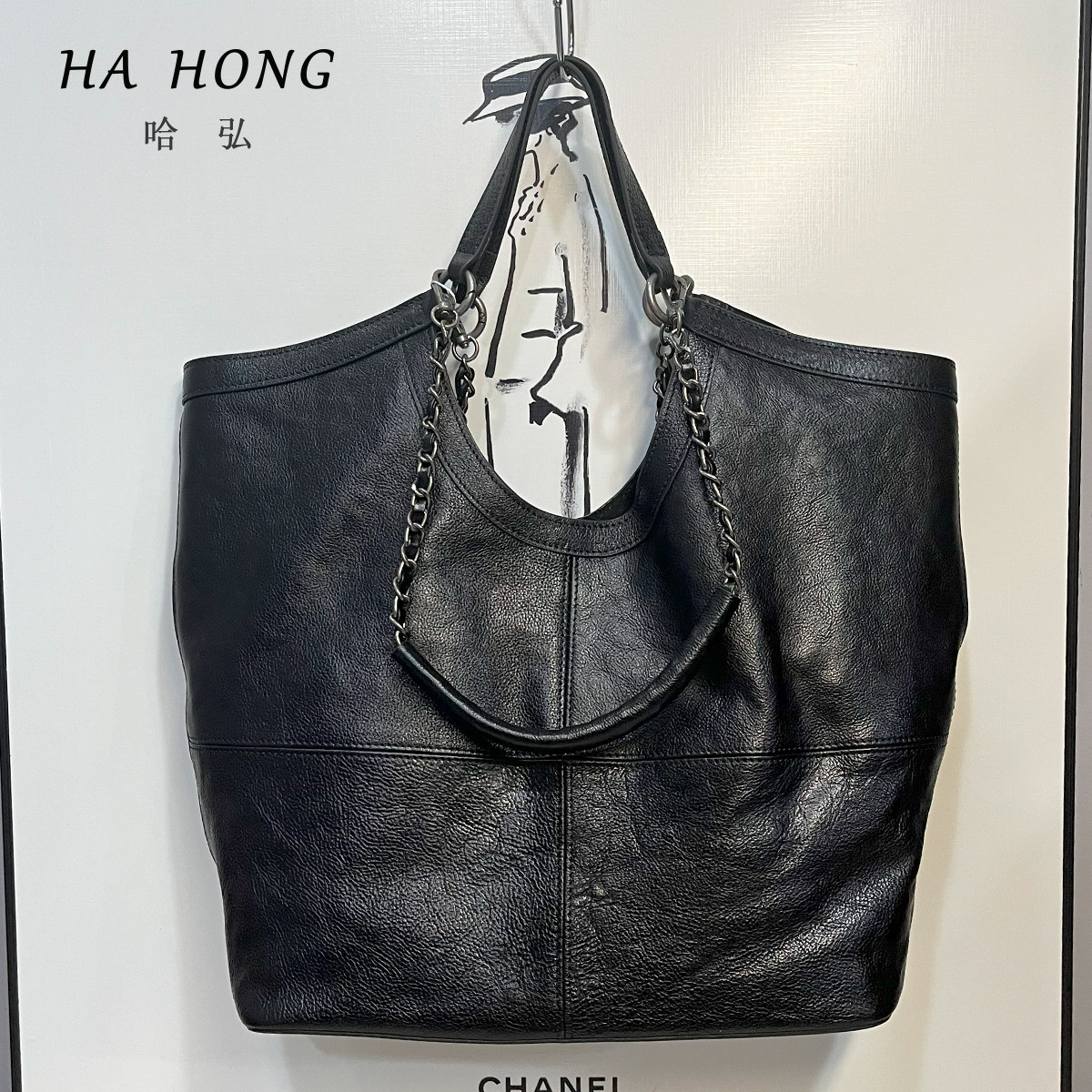 哈弘头层牛皮水桶包大容量时尚链条手提包2025包包女款简约腋下包,淘宝优惠券,粉丝福利购,淘宝优惠卷