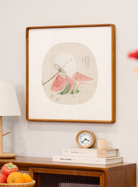 马丽雅x二十四节气新中式餐厅装饰画原木风实木饭厅挂画茶壶茶室