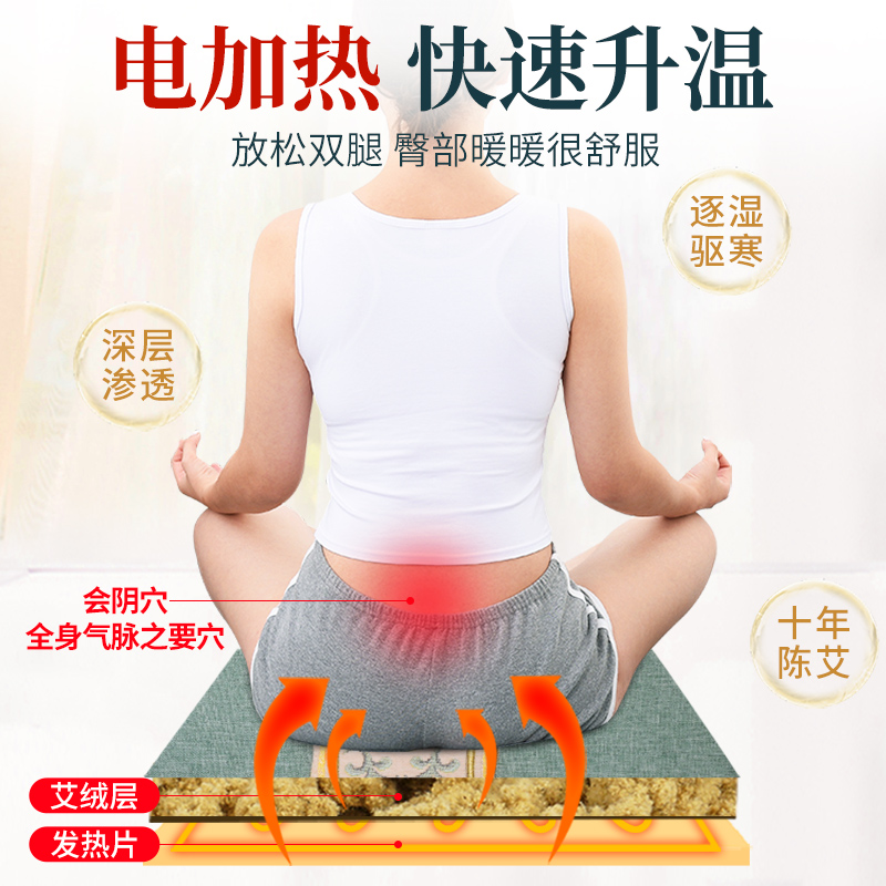 艾灸坐垫电加热艾草垫子办公室坐灸椅子毯艾绒红花热敷包臀部座垫