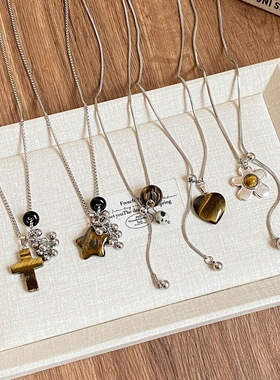 。咖色毛绒小熊项链配饰女秋冬长款吊坠毛衣链小众设计感卫衣链装