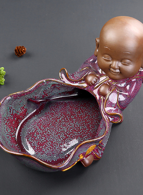 室内水培植物禅意风小和尚装饰品