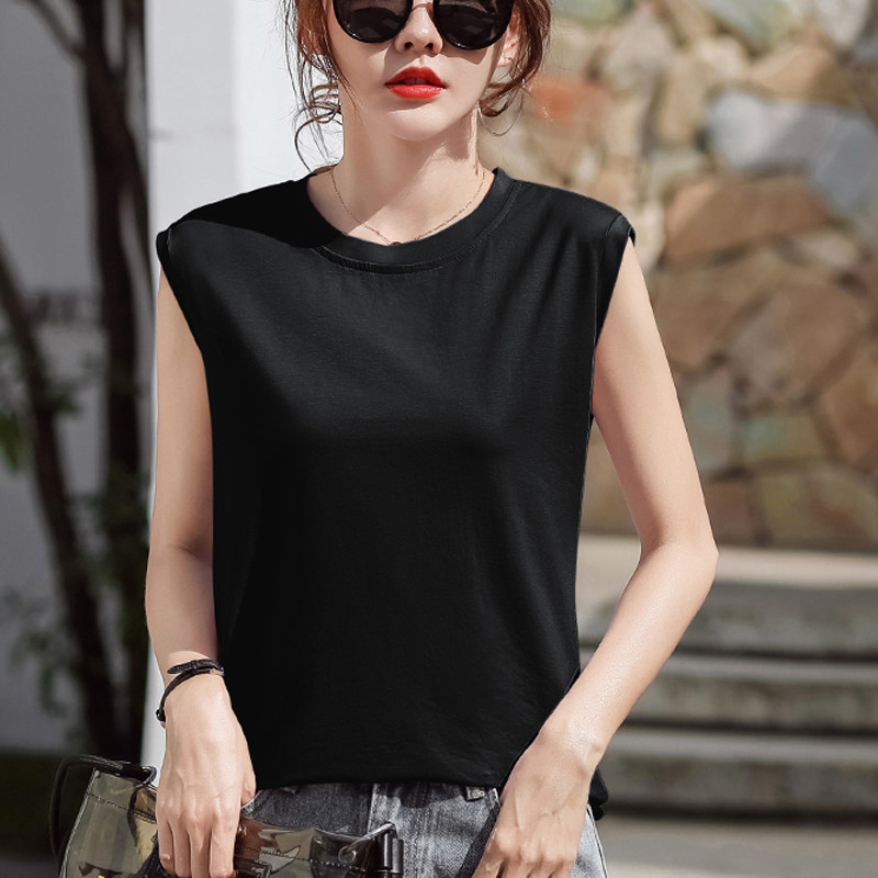 80支丝光棉白色女短袖外穿宽松t恤 屮果T恤