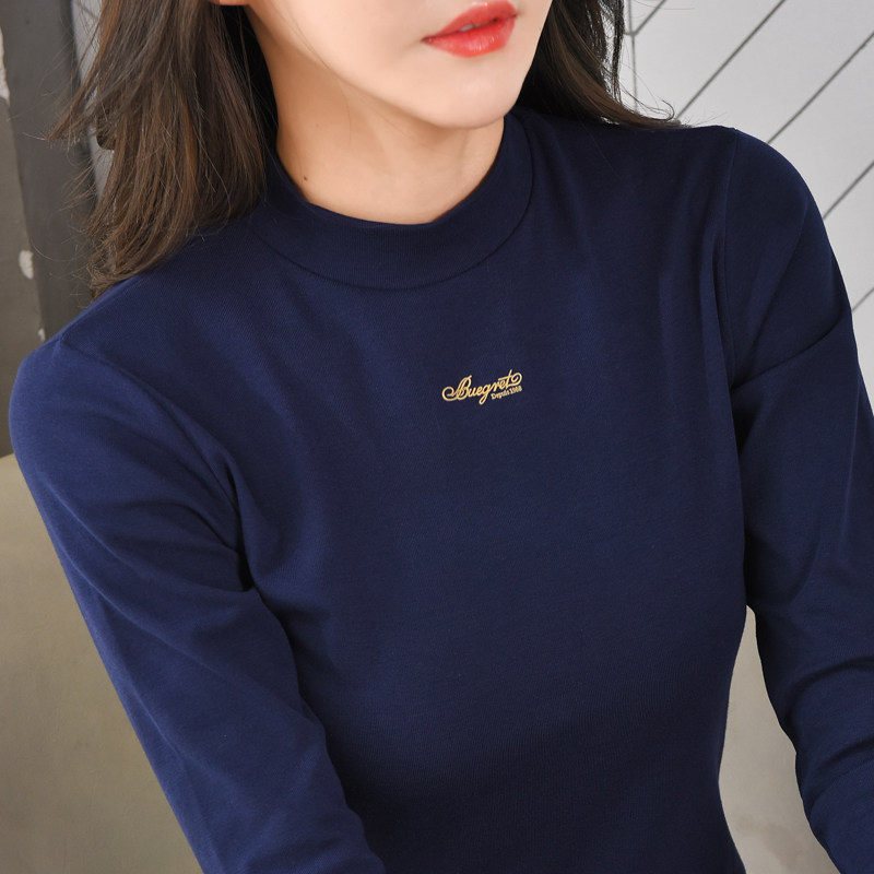 半高领女长袖t恤春秋冬内搭打底衫 屮果T恤