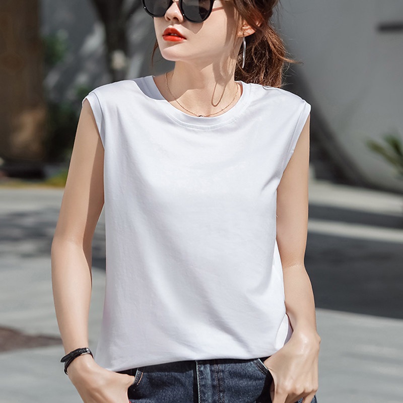 80支丝光棉白色女短袖外穿宽松t恤 屮果T恤