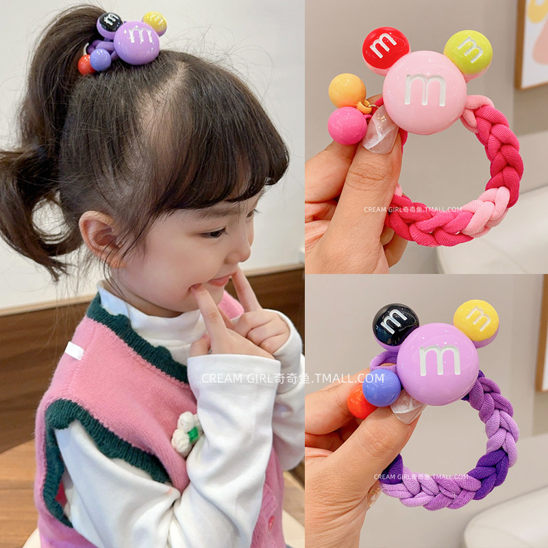 儿童编织加粗发圈女童宝宝卡通M豆扎马尾丸子头皮筋女孩头绳发饰,淘宝优惠券,粉丝福利购,淘宝优惠卷