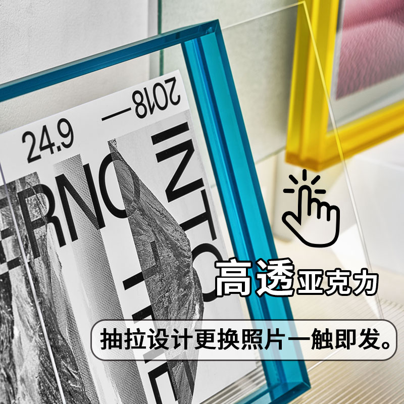 洗照片做成相框亚克力展示挂墙照片框双面玻璃透明定制装裱画框 - 图3