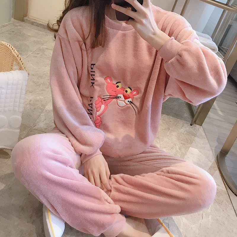 春秋冬珊瑚冬季可爱法兰绒绒睡衣 写现睡衣/家居服套装