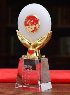 水晶庆典纪念品琉璃玉定制logo