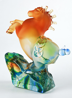 琉璃百福马摆件卡通生肖马工艺品客厅书房财福马中式装饰高档礼品