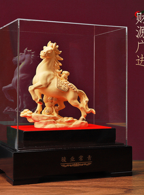 骏业常青绒沙金马摆件家居客厅电视酒柜装饰办公室高档商务纪念品