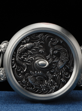 高档纯锡茶叶罐聚宝盆招财进宝密封罐防家用送礼客户领导老板礼品