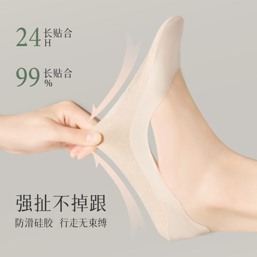 船袜女防滑脱不掉跟夏季薄款棉质底冰丝浅口隐形袜单鞋高跟鞋袜子 - 图0