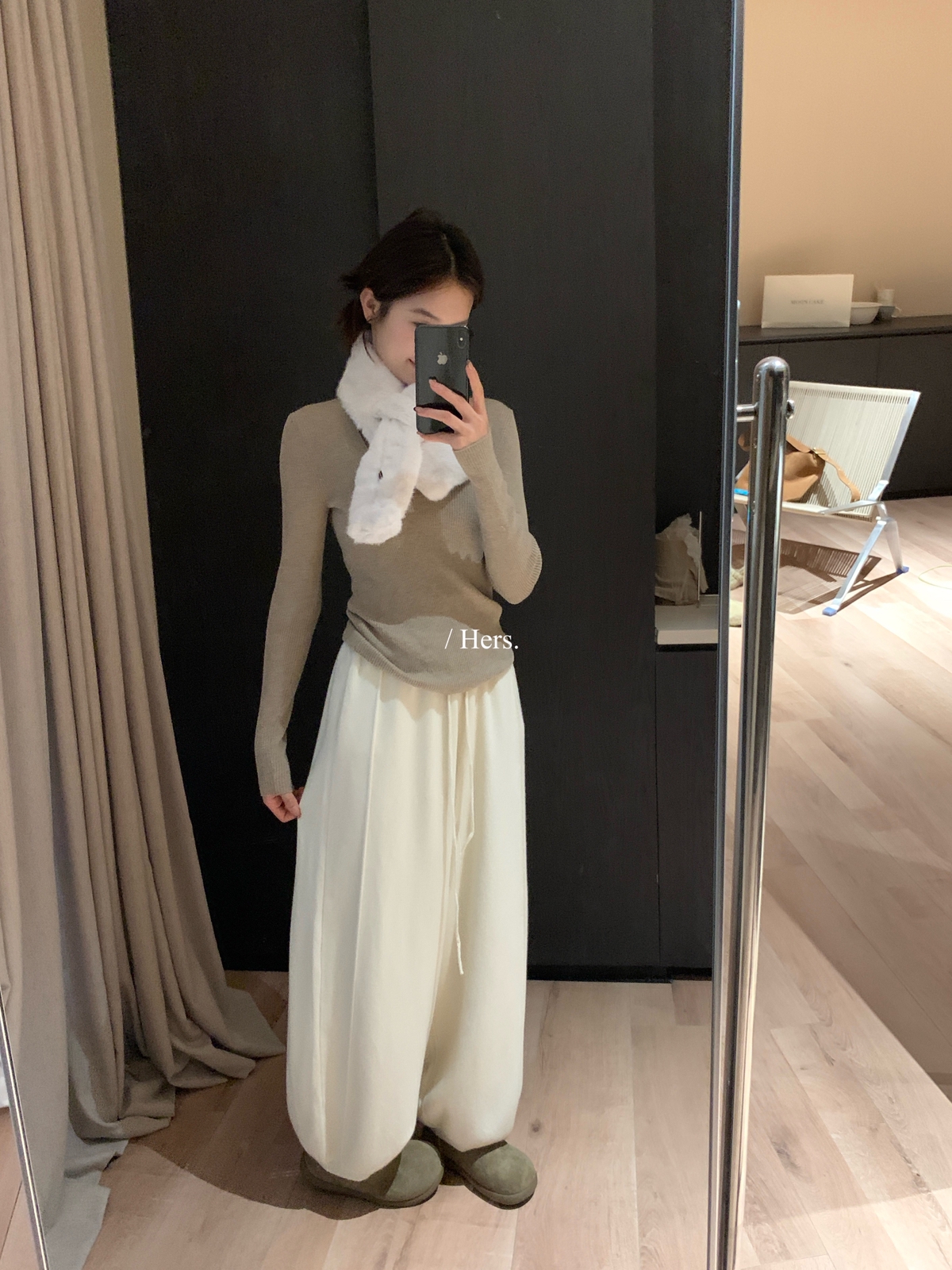 一勺甜 hers韩标！冬日百搭奶奶裤简约日常百搭针织休闲裤92687# - 图3