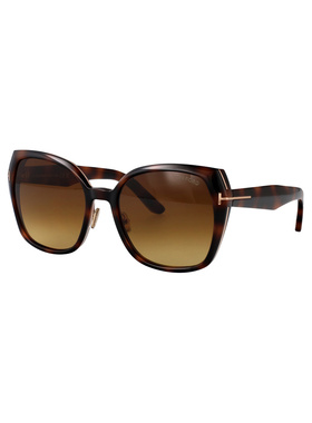 TOM FORD 女士眼镜 FT122353F AW2025 棕色 几何框太阳镜配饰