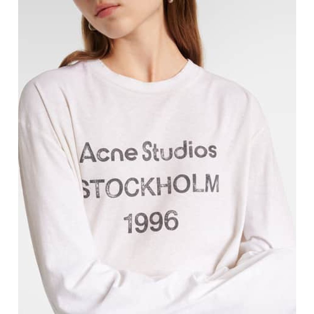 潮奢 Acne Studios 艾克妮 女士 徽标宽松款棉混纺T恤 000857 - 图2