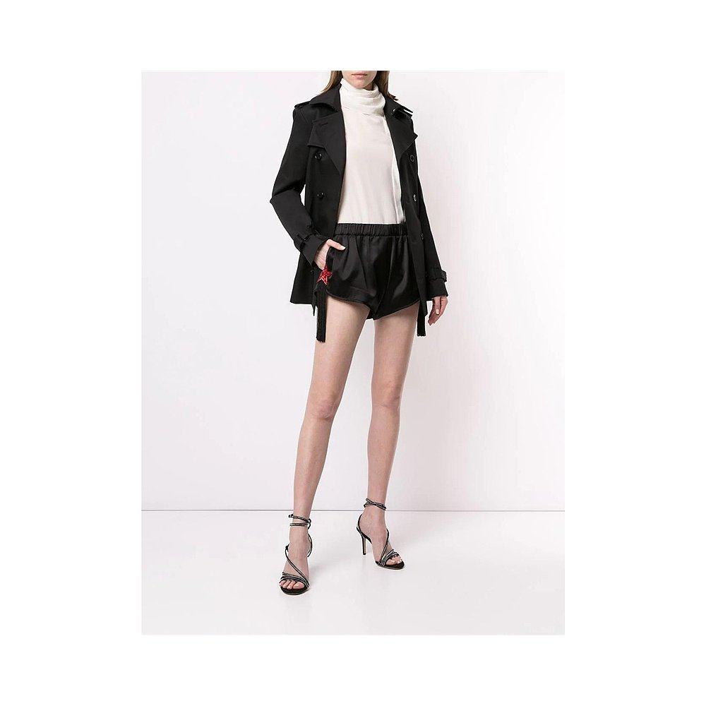 香港直邮圣罗兰女士黑色流苏短裤 天猫国际香港直购休闲裤