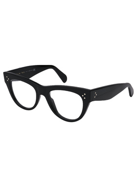 CELINE 女士眼镜 CL5003IN001BLACK AW2025 黑色 徽标猫眼框平光