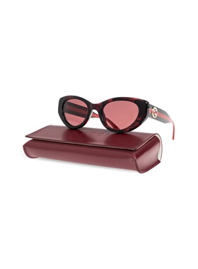 GUCCI 女士眼镜 819569J07402360 SS2025 古驰红色猫眼框 太阳镜