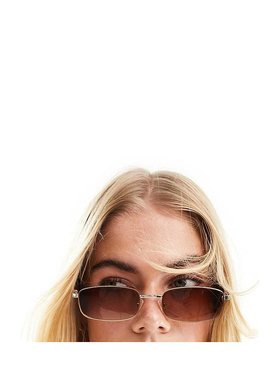 1h可退 潮奢 ASOS 女士 90s 设计金属棕色方框太阳眼镜