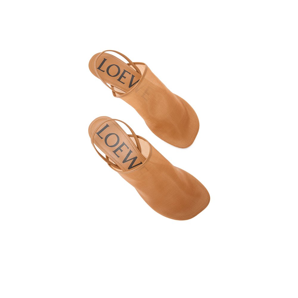 1h可退 LOEWE 女士凉鞋 LLSP379X012530 SS2025 棕色 Petal网眼后 - 图1