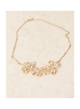 1h可退 潮奢 ASOS 女士 设计大号三个花朵色调项链(金色)