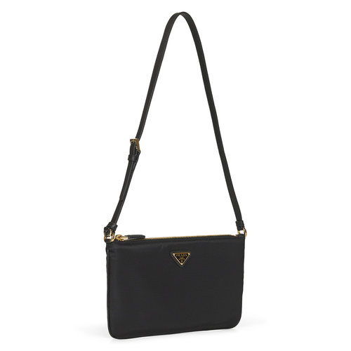 1h可退 PRADA 女士斜挎包 1NE5452C05F0002 SS2025 黑色单肩包 - 图1
